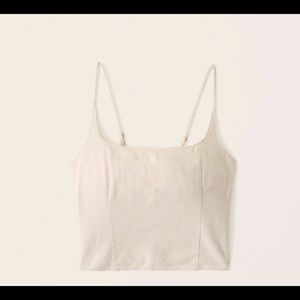 Abercrombie square neck linen blend crop top